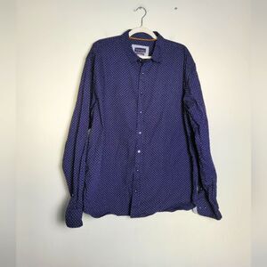 Gentlemen's Outfitters Button Up Shirt Navy White Checked Dapper Formal Size 2X